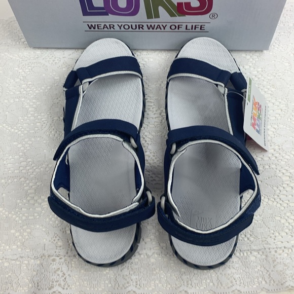 Muk luks Azzurite Sandals Sz 9 New NWT Navy blue Gray Light cushioned Non skid - Picture 5 of 13
